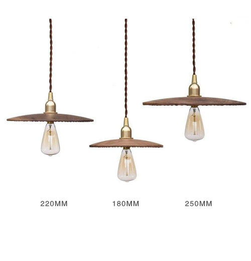 Suspension vintage rond en bois et fer Balyn