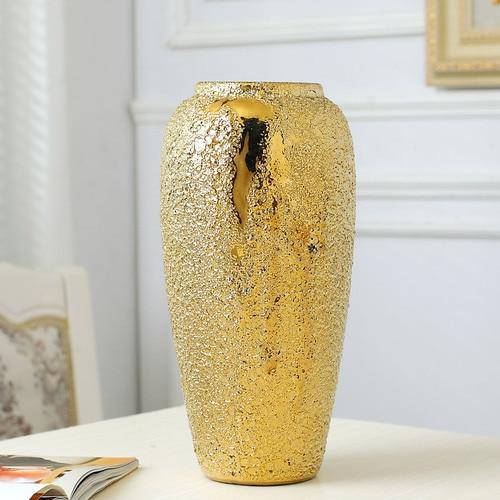 Vase design en céramique dorée style Luxury - vue 4 sur 7