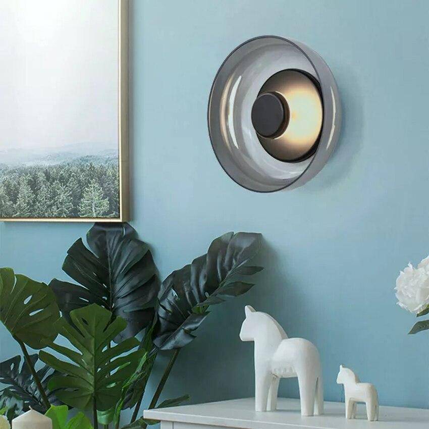 Applique murale moderne LED avec abat-jour en verre et métal Sconce - vue 3 sur 7