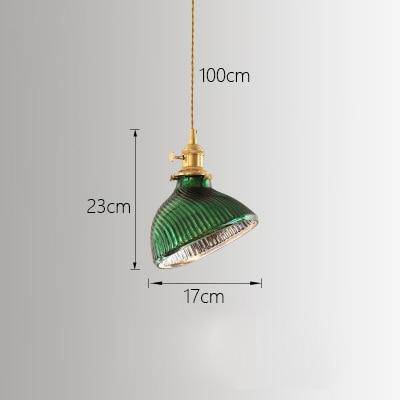 Suspension rétro LED avec abat-jour en verre rétro vert Yuja - vue 3 sur 7