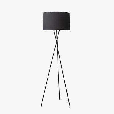 Lampadaire design LED tripod avec abat-jour en tissu noir ou blanc