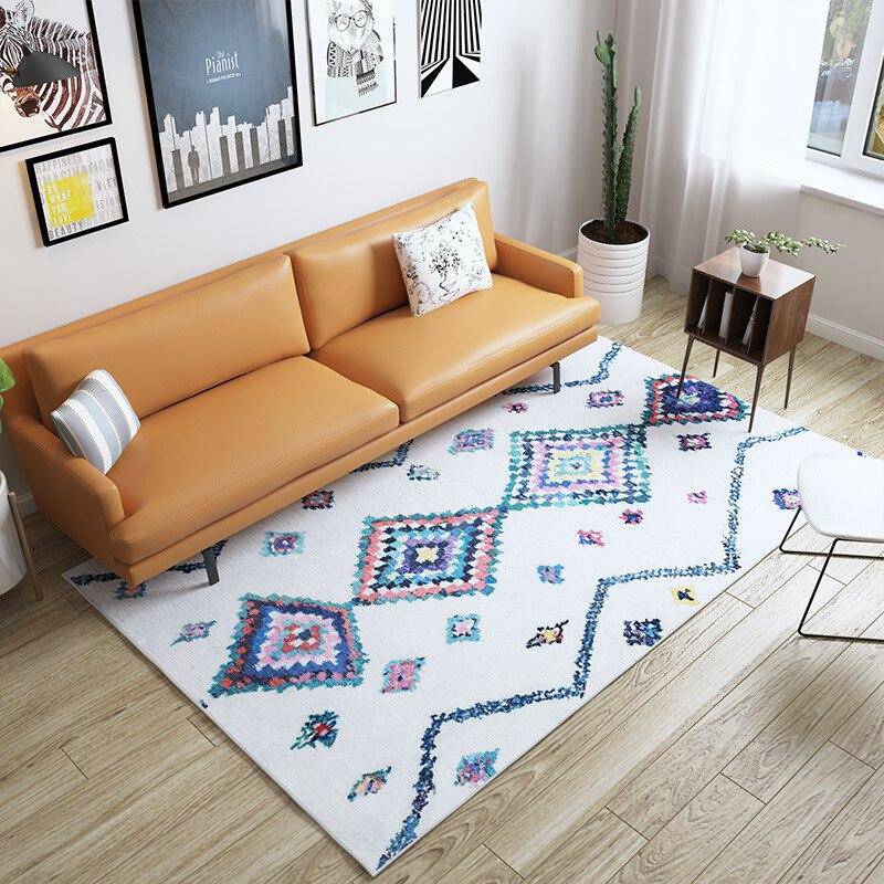 Tapis rectangle berbères blanc à motifs multicolores Sala B - vue 2 sur 2