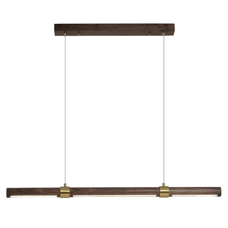 Suspension design LED avec tube allongé en bois style Creative