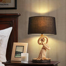 Lampe à poser retro LED avec abat-jour tissu et cordage