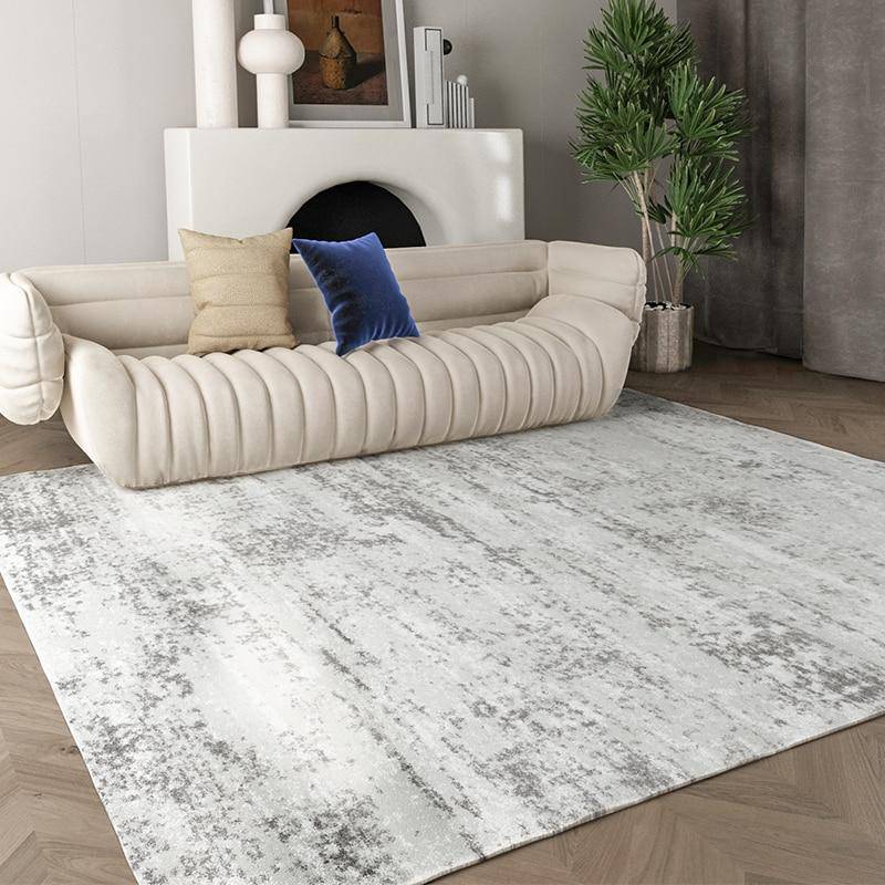 Tapis rectangle gris claire style shaggy - vue 3 sur 2