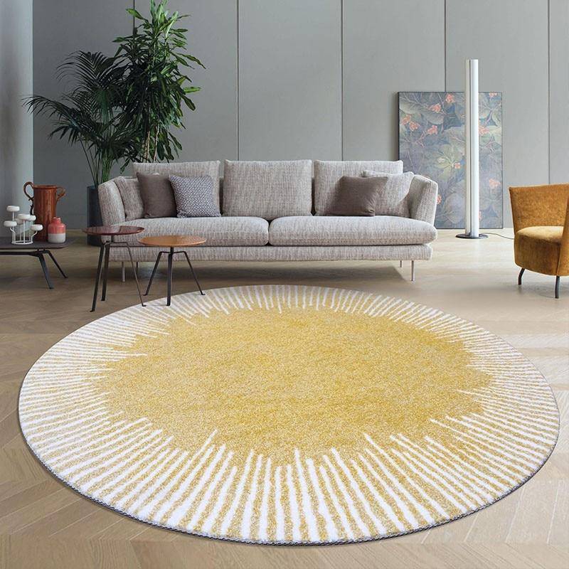 Tapis rond moderne jaune style Light Luxury - vue 4 sur 5