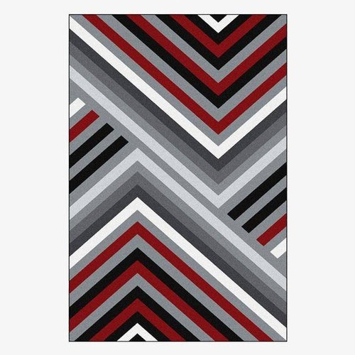 Tapis rectangle géométriques rouge et gris Asymmetric