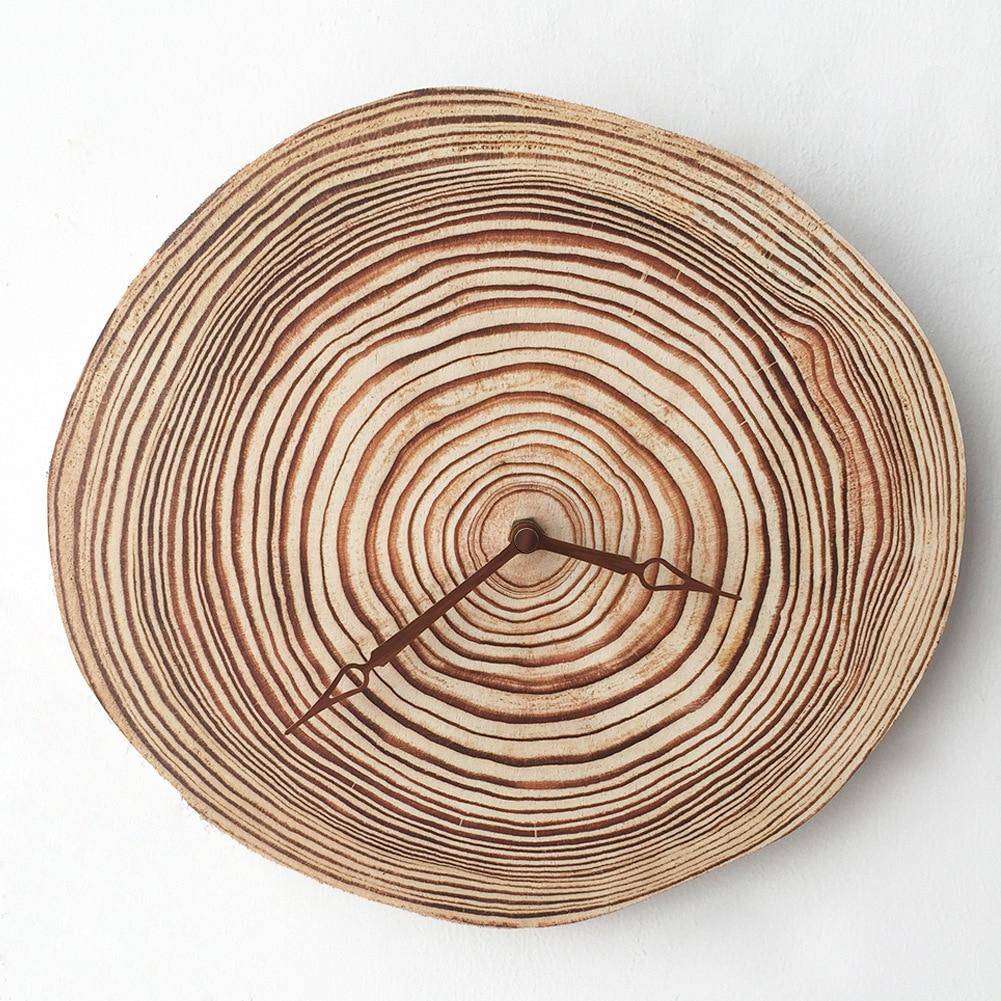 Horloge murale scandinave tronc d'arbre en bois 28cm Hours - vue 4 sur 3