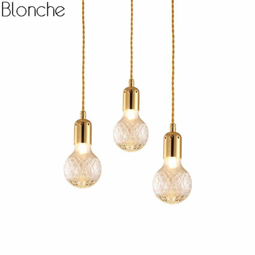 Lustre design doré LED en métal et verre cristal Loft - vue 7 sur 6