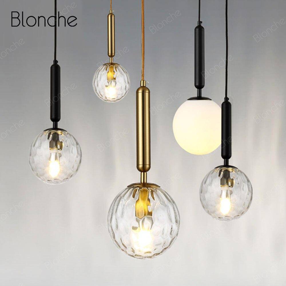 Suspension design LED avec tube en acier et sphère en verre Luxury - vue 4 sur 8