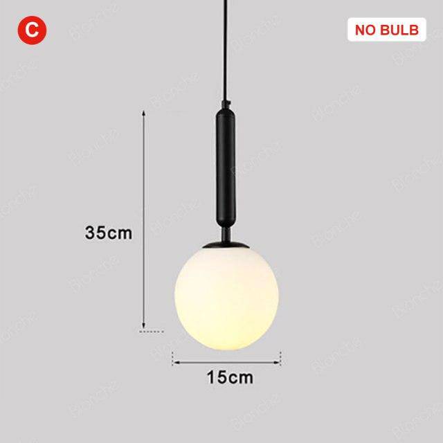 Suspension design LED avec tube en acier et sphère en verre Luxury - vue 7 sur 8