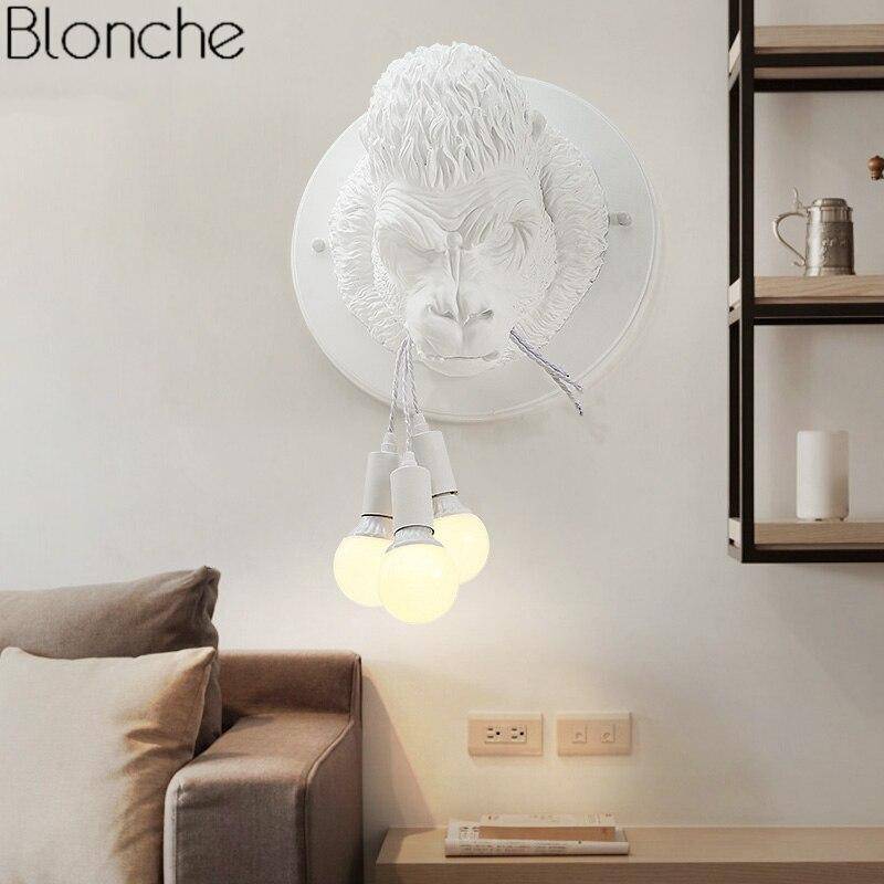 Applique murale design LED avec tête de gorille en résine Light