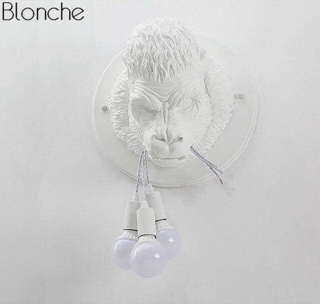 Applique murale design LED avec tête de gorille en résine Light