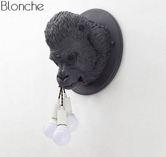 Applique murale design LED avec tête de gorille en résine Light - vue 7 sur 8