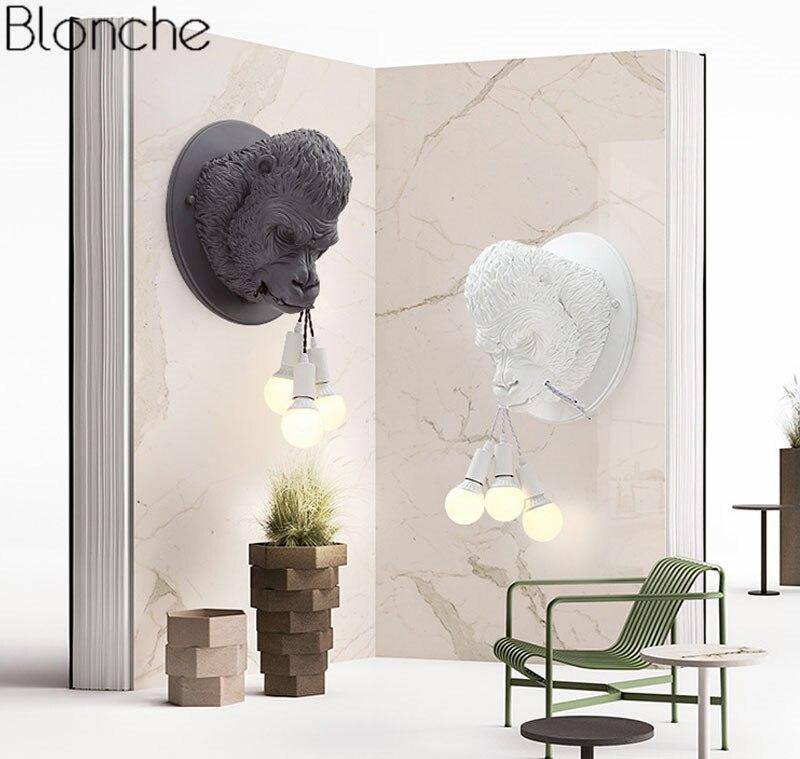 Applique murale design LED avec tête de gorille en résine Light