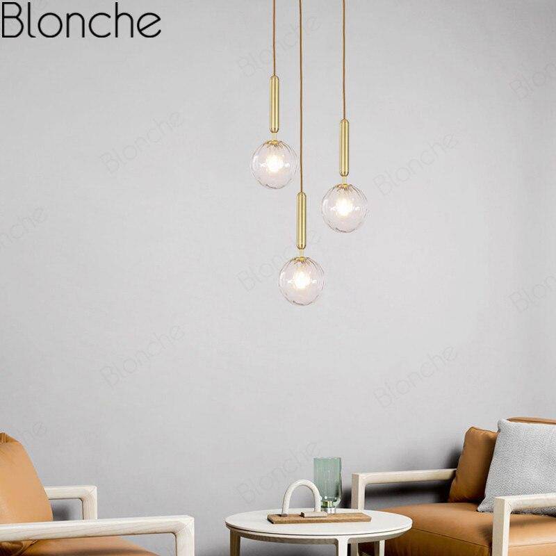 Suspension design LED dorée avec boule en verre Loft - vue 4 sur 5