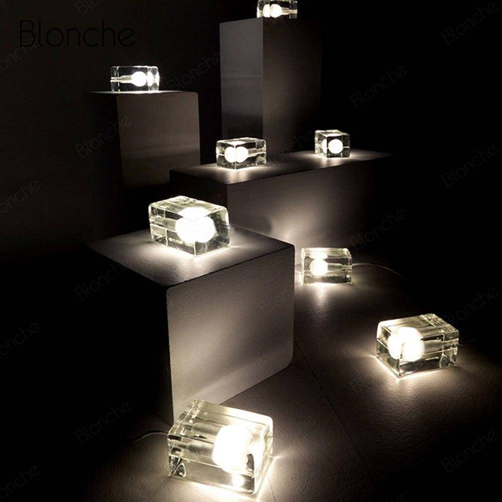 Lampe à poser moderne LED en cube transparent Creative - vue 2 sur 4