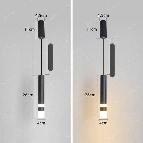 Suspension cylindrique design LED en metal noir Loft