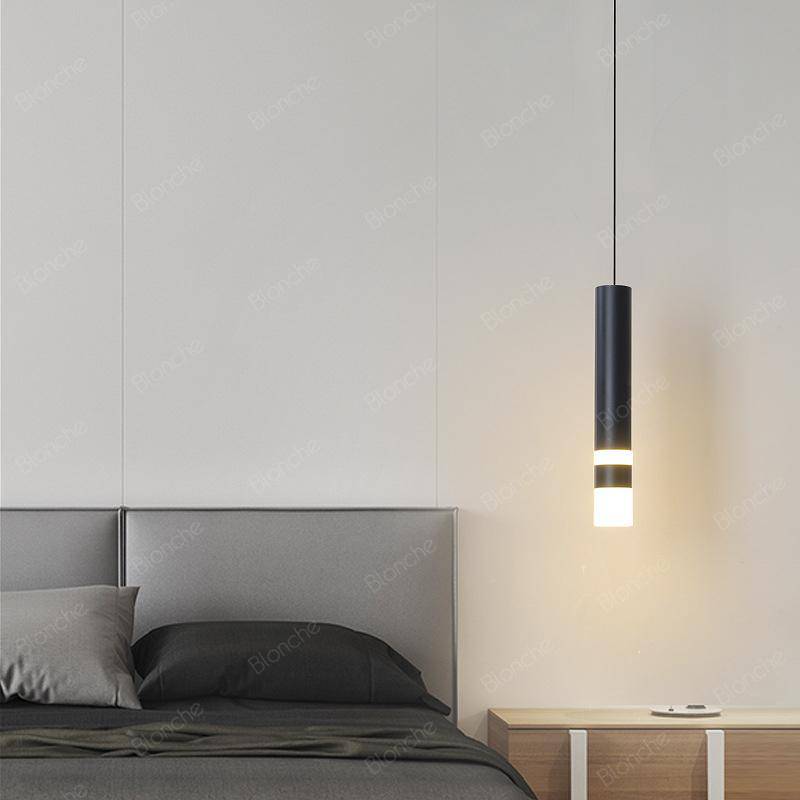 Suspension cylindrique design LED en metal noir Loft - vue 4 sur 8