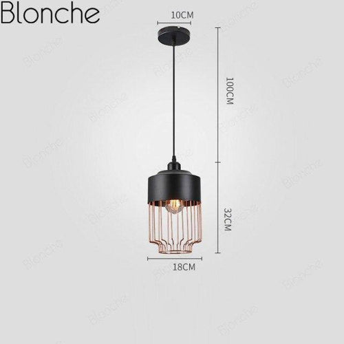 Suspension rétro à LED avec cage en métal America