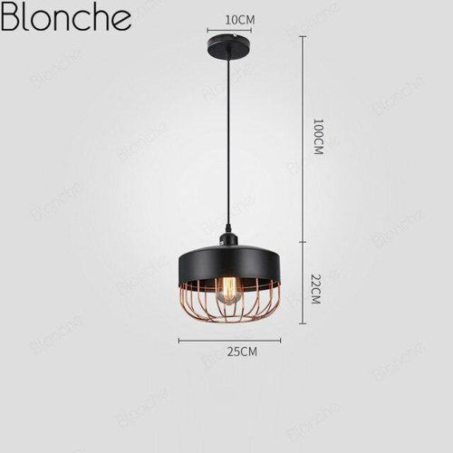 Suspension rétro à LED avec cage en métal America