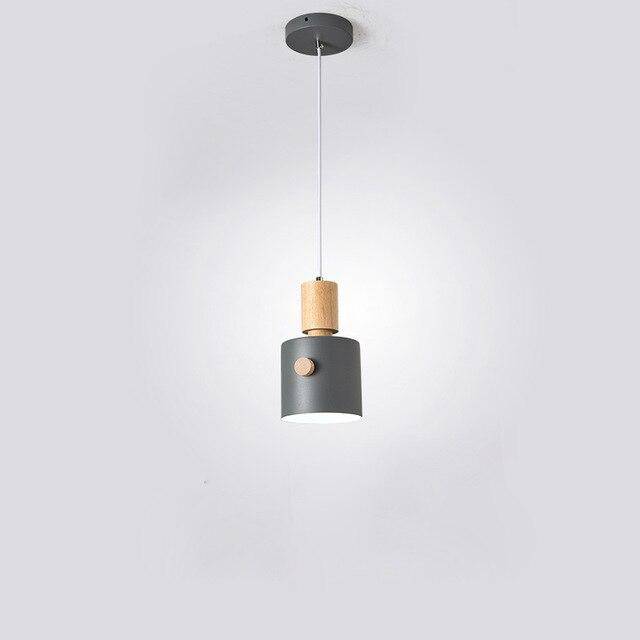 Suspension moderne LED avec abat-jour coloré en bois Nordic - vue 6 sur 7