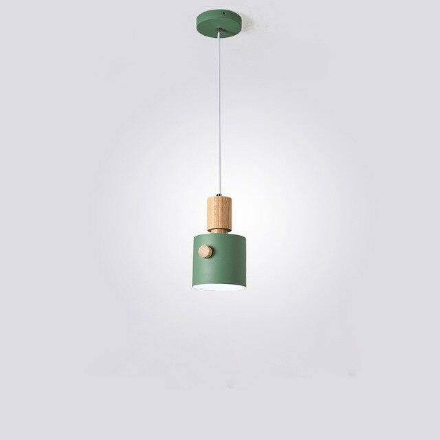 Suspension moderne LED avec abat-jour coloré en bois Nordic - vue 7 sur 7
