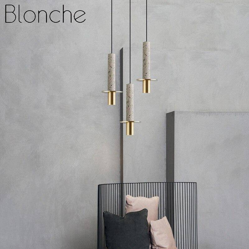 Suspension design à LED en ciment terrazzo style Luxury - vue 3 sur 8
