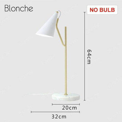 Lampe à poser design LED en marbre avec tube dorée - vue 6 sur 6