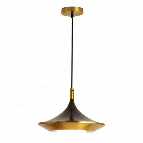 Suspension moderne LED avec abat-jour triangulaire arrondi doré