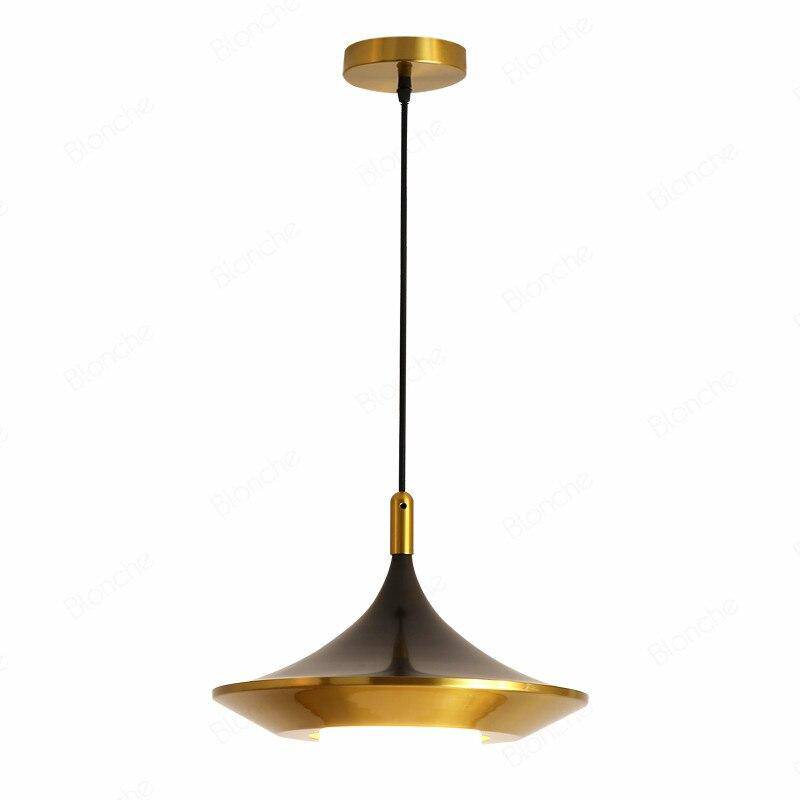 Suspension moderne LED avec abat-jour triangulaire arrondi doré - vue 6 sur 6