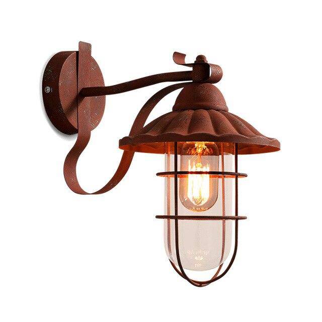 Applique murale rustique style rétro avec lampe en cage en métal