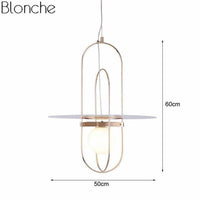 Suspension design LED avec anneaux en métal et verre Nordic