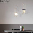 Suspension design LED avec anneaux en métal et verre Nordic