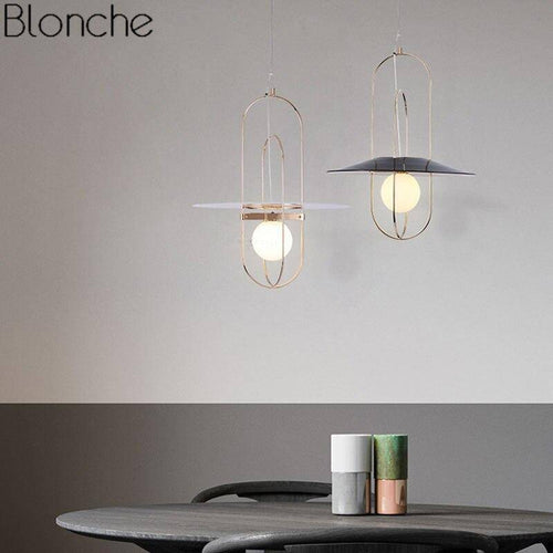 Suspension design LED avec anneaux en métal et verre Nordic