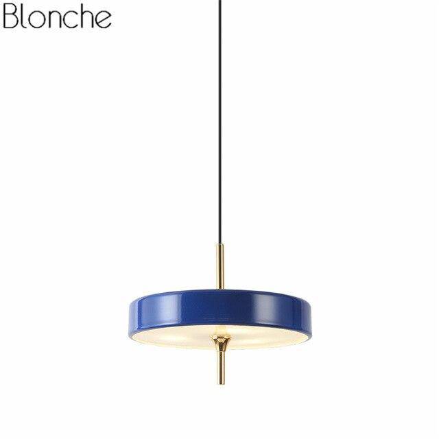 Suspension design LED arrondie en métal coloré style industriel - vue 6 sur 7