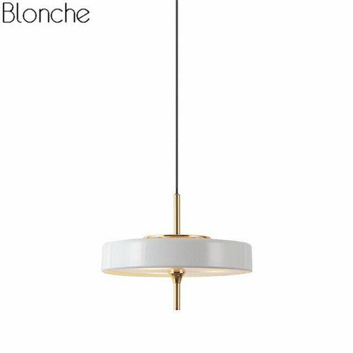 Suspension design LED arrondie en métal coloré style industriel