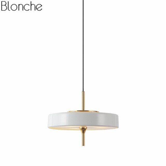 Suspension design LED arrondie en métal coloré style industriel