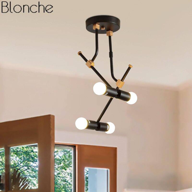 Suspension moderne à LED en métal noir et branches rétro - vue 3 sur 5