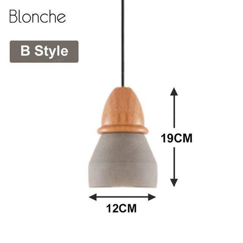Suspension design LED en ciment et bois style Loft Decor