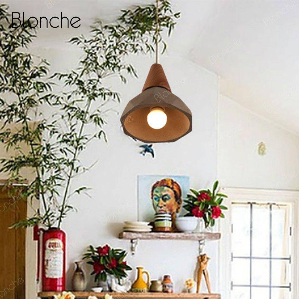 Suspension design LED en ciment et bois style Loft Decor - vue 3 sur 10