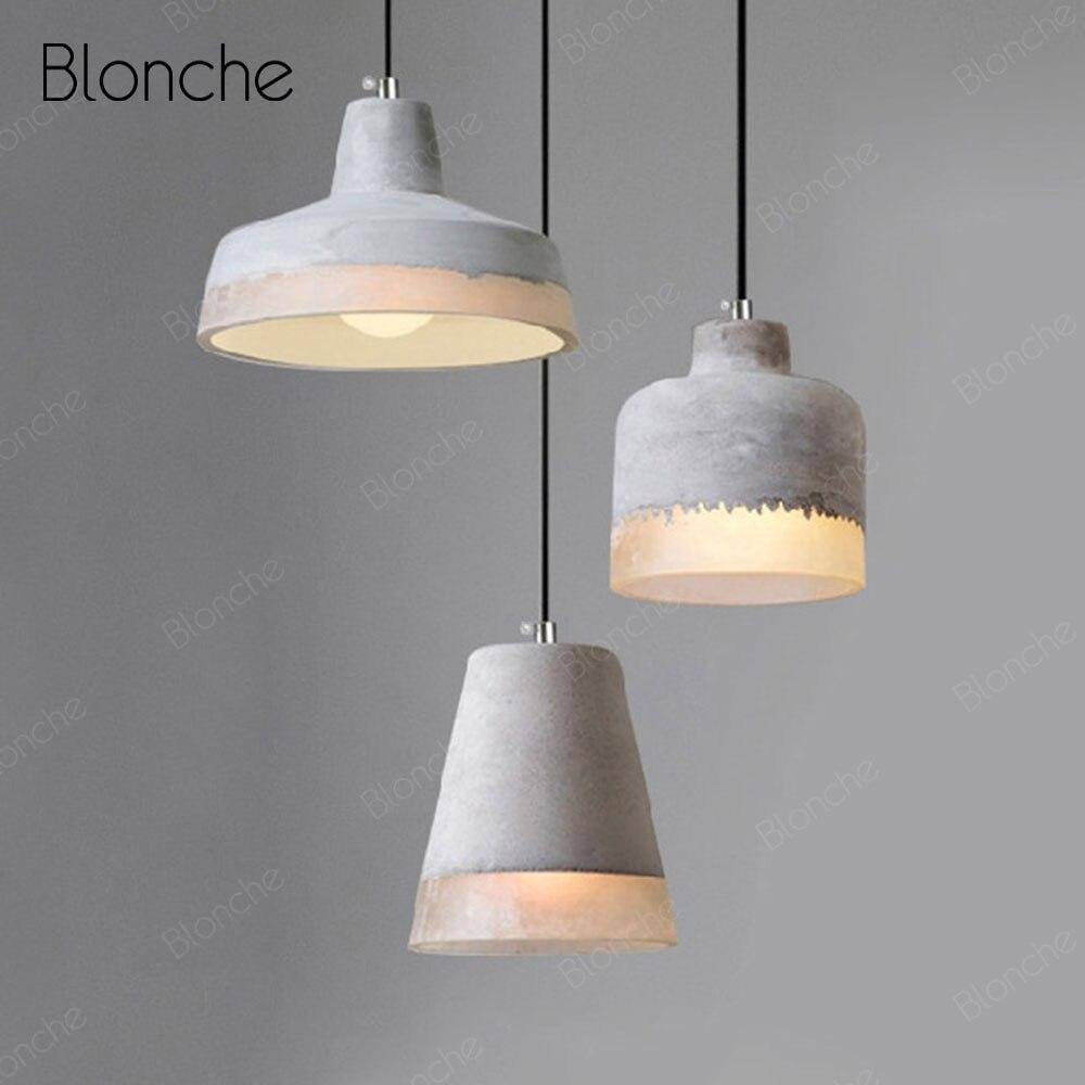 Suspension design LED en ciment avec abat-jour de plusieurs formes Loft - vue 7 sur 9