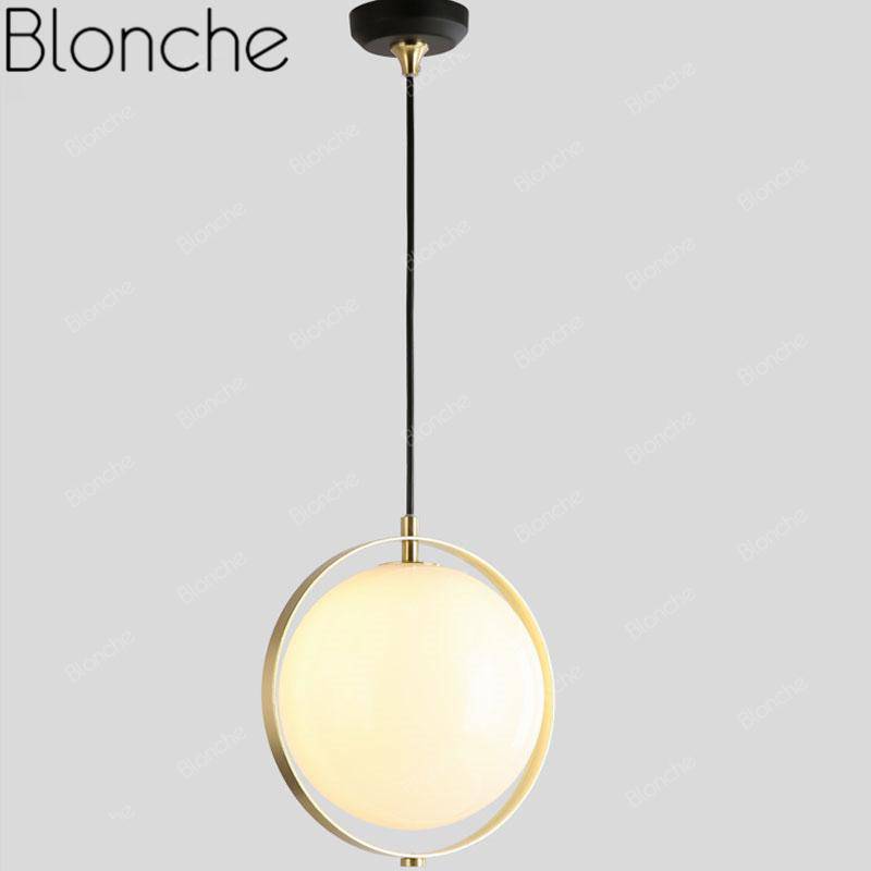 Suspension design LED avec cercle doré et boule en verre - vue 7 sur 6