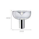 Lampe à poser design LED avec abat-jour arrondi et cylindre doré