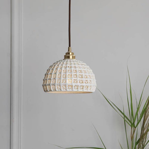 Suspension vintage LED blanche style japonais