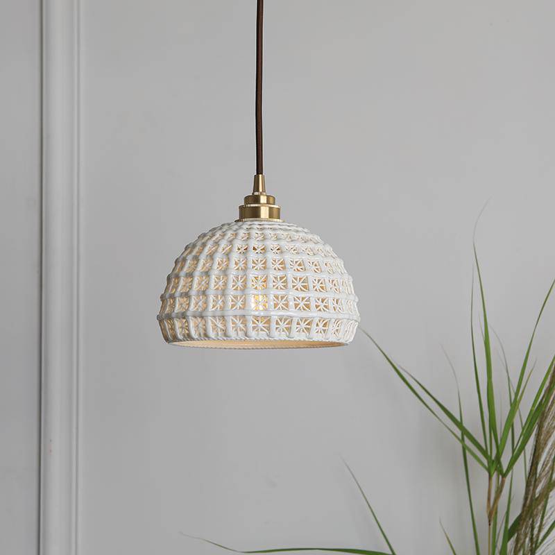 Suspension vintage LED blanche style japonais - vue 3 sur 4