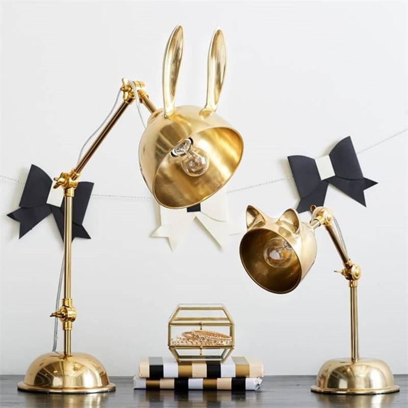 Lampe à poser LED à oreilles métalliques Lapin ou Chat - vue 5 sur 11