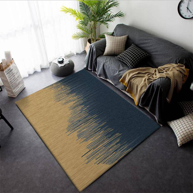 Tapis rectangle vintage bleu et jaune Slip - vue 4 sur 5