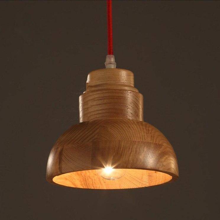 Suspension moderne LED en bois avec abat-jour arrondi Craft - vue 3 sur 6