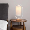 Lampe à poser moderne LED avec anneau et abat-jour tissu Nordic
